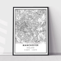 
              Manchester, England Modern Style Map Print 
            