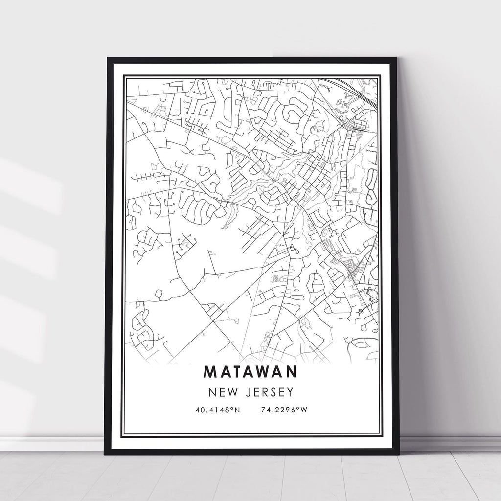 Matawan, New Jersey Modern Map Print 