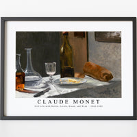 Claude Monet - Still Life with Bottle, Carafe, Bread, and Wine  1862-1863