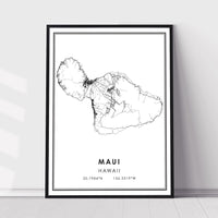 
              Maui, Hawaii Modern Map Print 
            