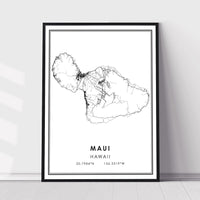 Maui, Hawaii Modern Map Print 