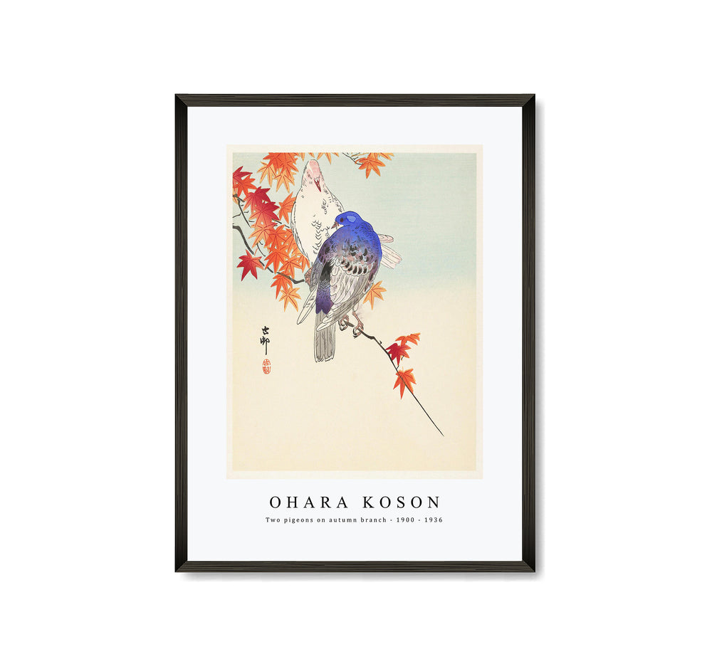 Ohara Koson - Two pigeons on autumn branch (1900 - 1936) by Ohara Koson (1877-1945)