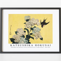 Katsushika Hokusai - Hydrangea and Swallow, from an untitled series of large flowers 1833-1834