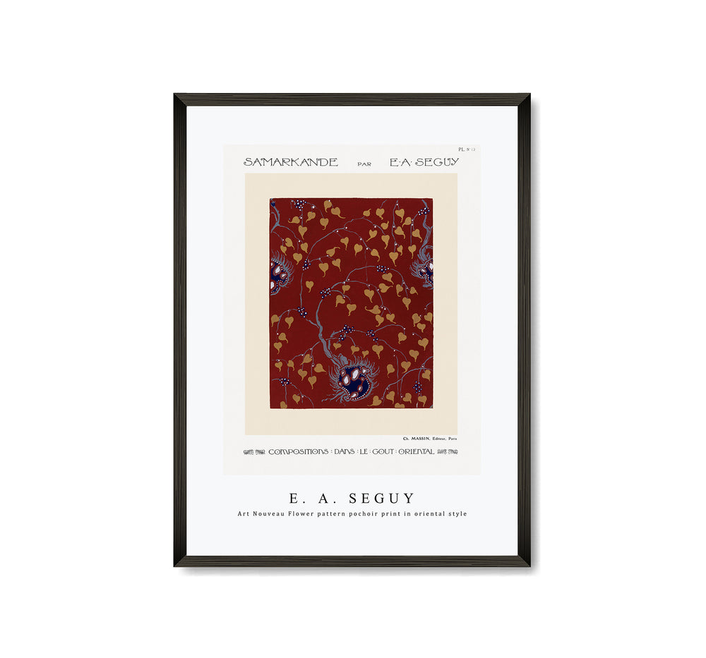 E.A.Seguy - Art Nouveau Flower pattern pochoir print in oriental style