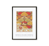 
              Maurice Pillard Verneuil - Cerfs et arbres, papier peint. Écureuil oiseaux et sorbier
            