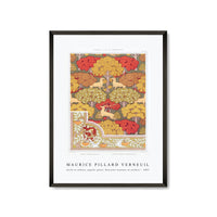 Maurice Pillard Verneuil - Cerfs et arbres, papier peint. Écureuil oiseaux et sorbier