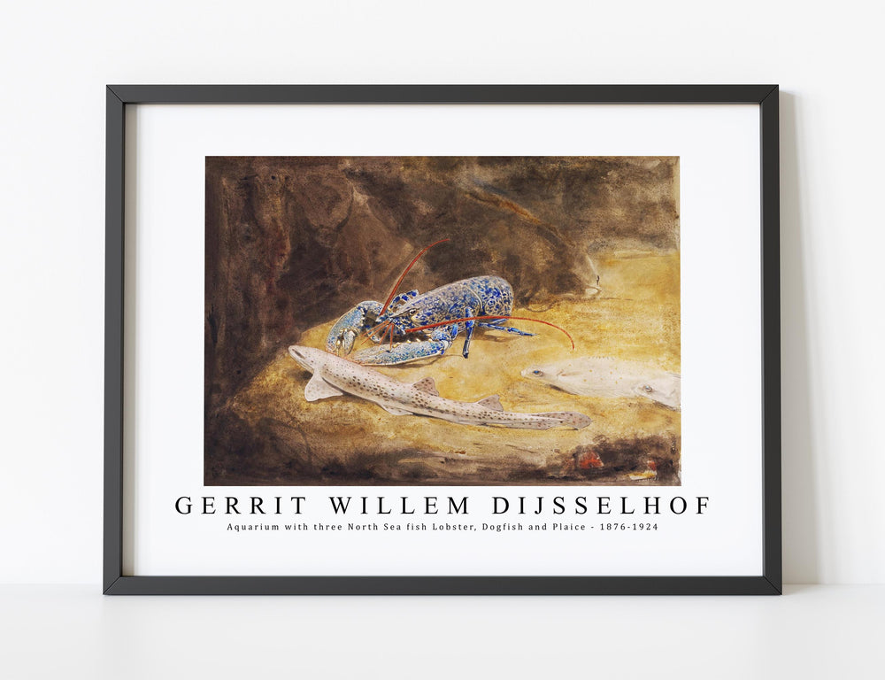 Gerrit Willem Dijsselhof - Aquarium with three North Sea fish Lobster, Dogfish and Plaice 1876-1924