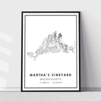 Martha's Vineyard, Massachusetts Modern Map Print 