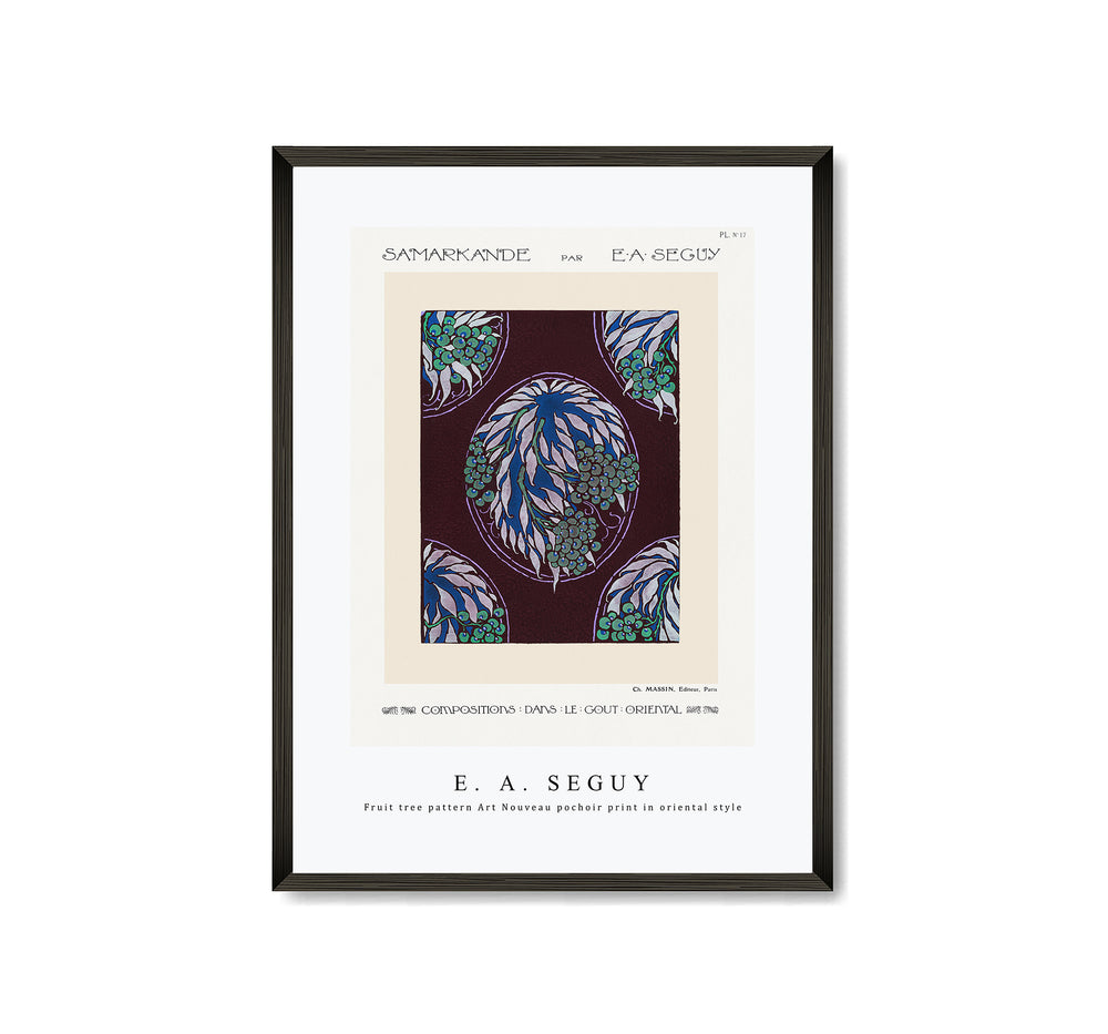 E.A.Seguy - Fruit tree pattern Art Nouveau pochoir print in oriental style