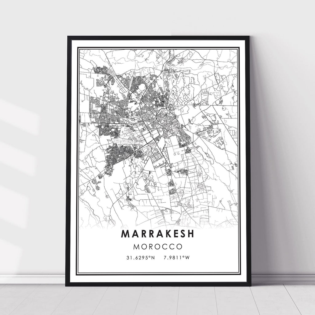 Marrakesh, Morocco Modern Style Map Print 