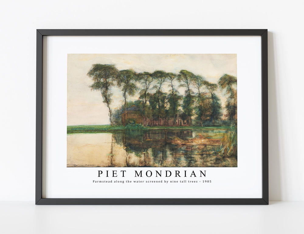 Piet Mondrian - Farmstead along the water screened by nine tall trees 1905