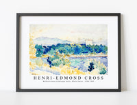 
              Henri Edmond Cross - Mediterranean Landscape with a White House 1900-1905
            