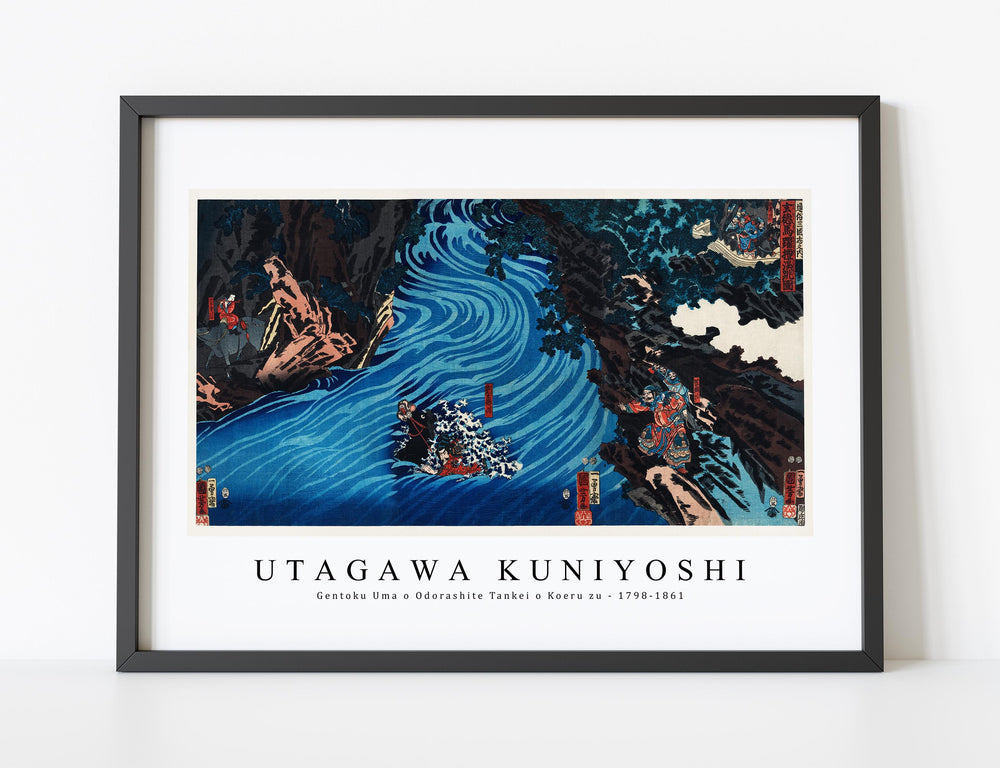 Utagawa Kuniyoshi - Gentoku Uma o Odorashite Tankei o Koeru zu 1798-1861
