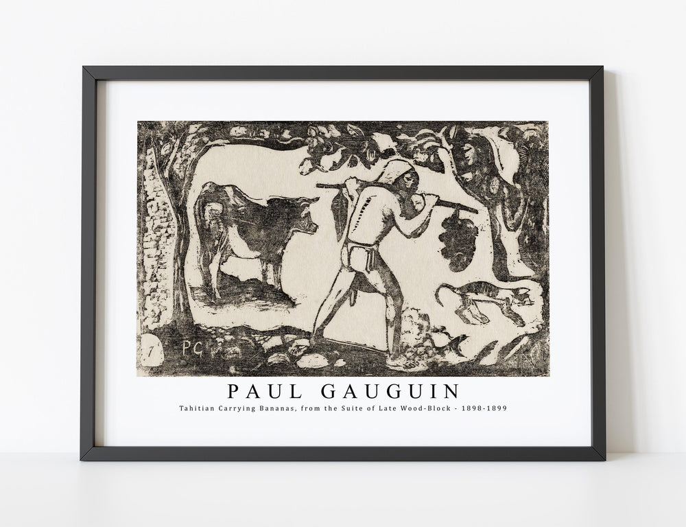 Paul Gauguin - Tahitian Carrying Bananas, from the Suite of Late Wood-Block 1898-1899