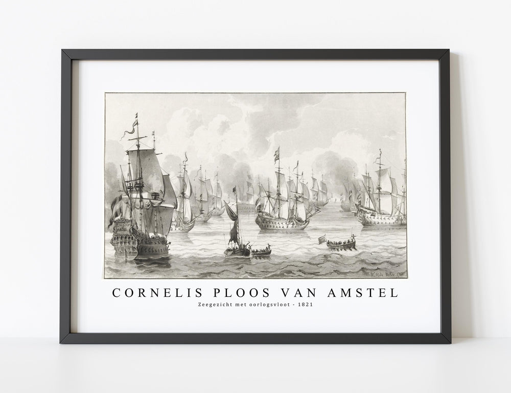 Cornelis ploos van amstel - Zeegezicht met oorlogsvloot-1821