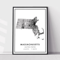 
              Massachusetts, United States Modern Style Map Print 
            