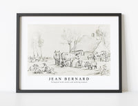 
              Jean Bernard - Farmyard with cattle and milking woman
            