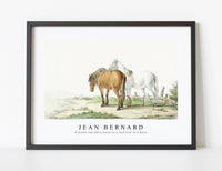 
              Jean Bernard - A brown and white horse on a road next to a fence
            