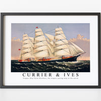 Currier & Ives - Clipper Ship Three Brothers, the largest sailing ship in the world