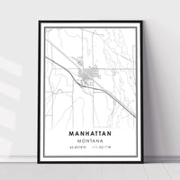 Manhattan, Montana Modern Map Print 