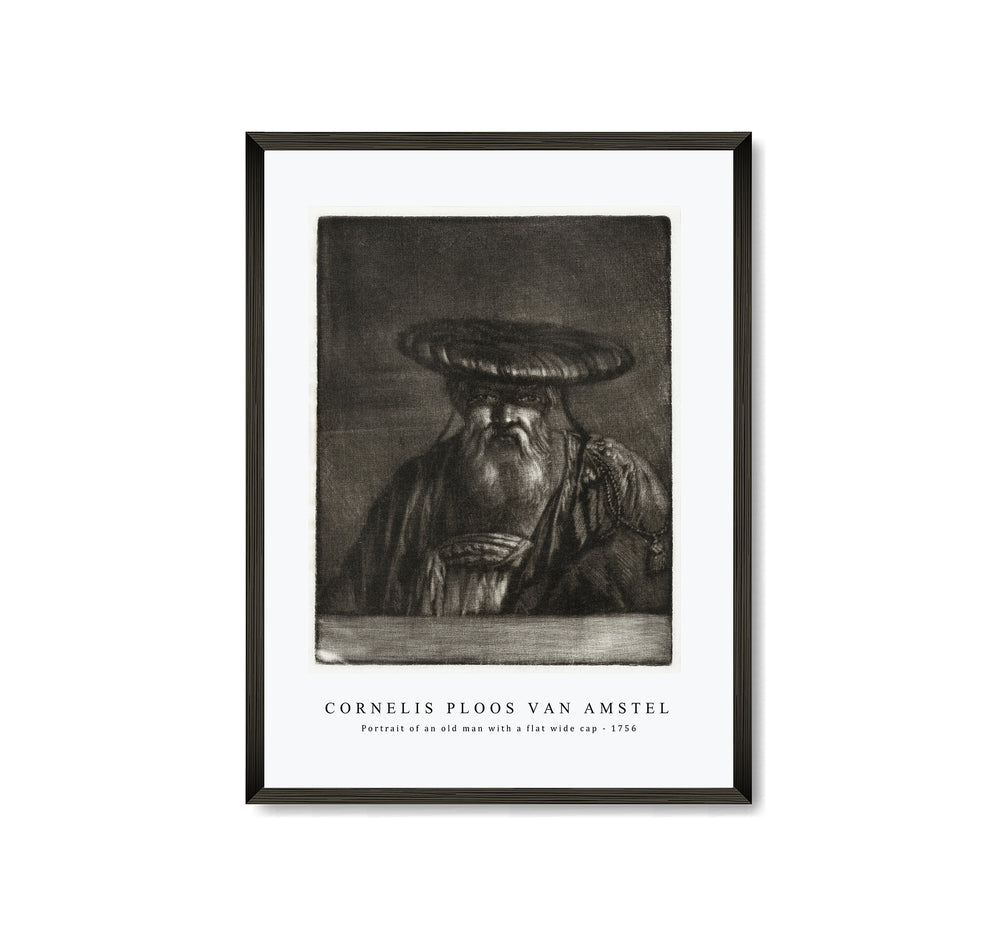 Cornelis ploos van amstel - Portrait of an old man with a flat wide cap-1756