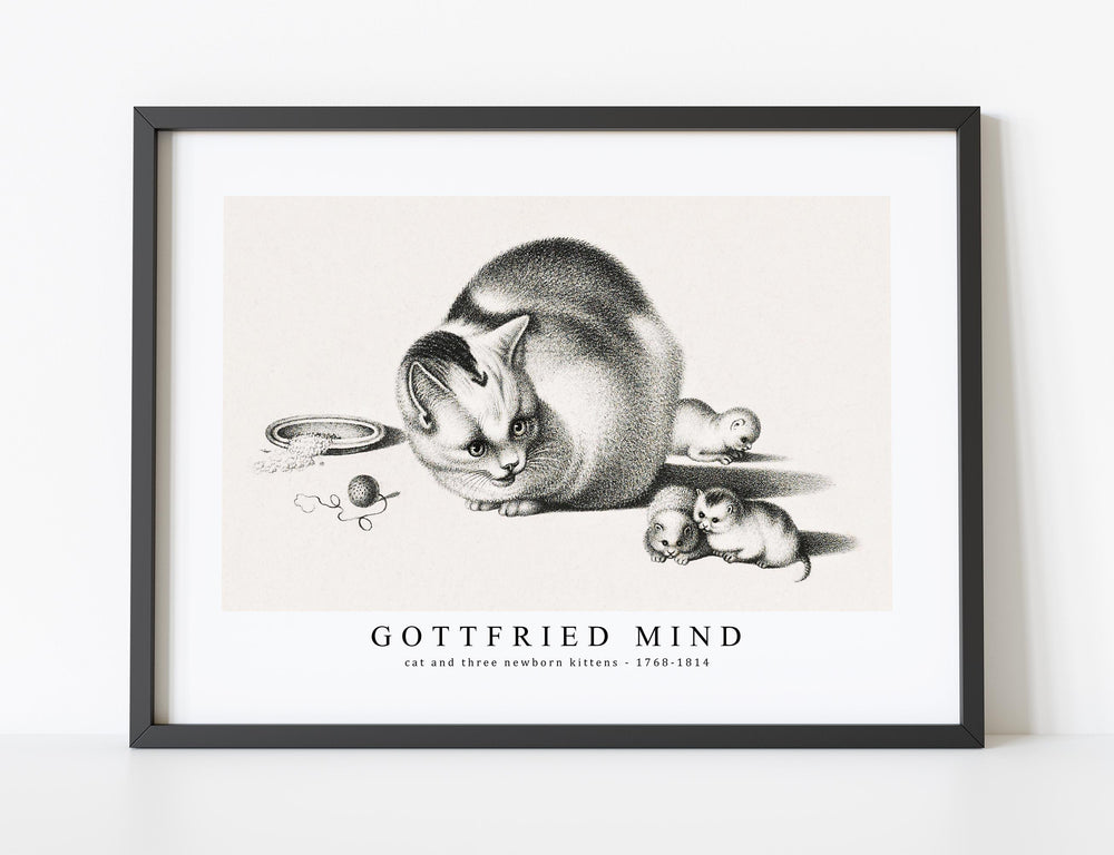 Gottfried Mind - cat and three newborn kittens by Gottfried Mind (1768-1814)