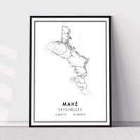 
              Mahe, Seychelles Modern Style Map Print 
            