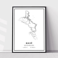 Mahe, Seychelles Modern Style Map Print 