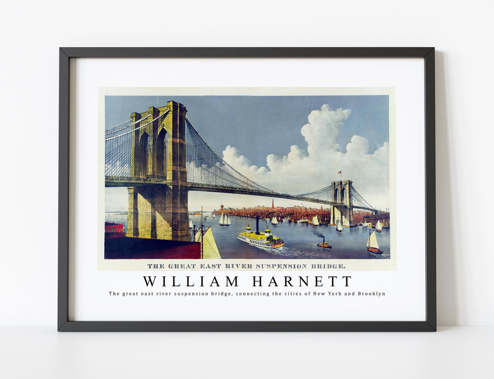 William Harnett - The great east river suspension bridge, connecting the cities of New York and Brooklyn