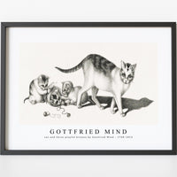 Gottfried Mind - cat and three playful kittens by Gottfried Mind (1768-1814)