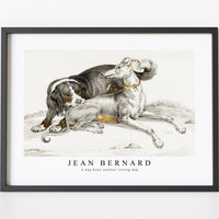 Jean Bernard - A dog bites another sitting dog