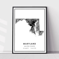
              Maryland, United States Modern Style Map Print 
            