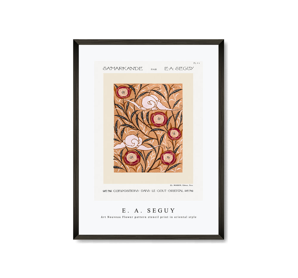 E.A.Seguy - Art Nouveau Flower pattern stencil print in oriental style