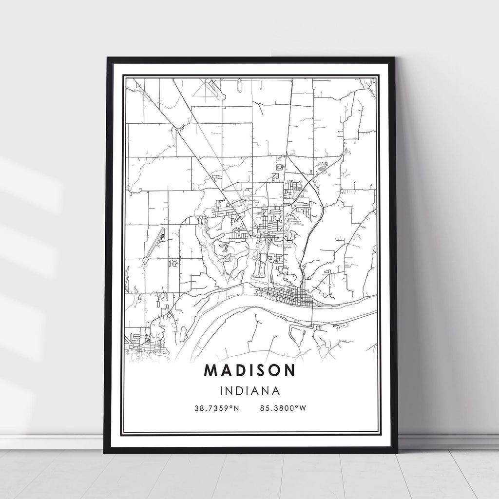Madison, Indiana Modern Map Print 