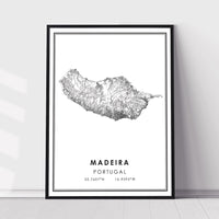 Madeira, Portugal Modern Style Map Print 