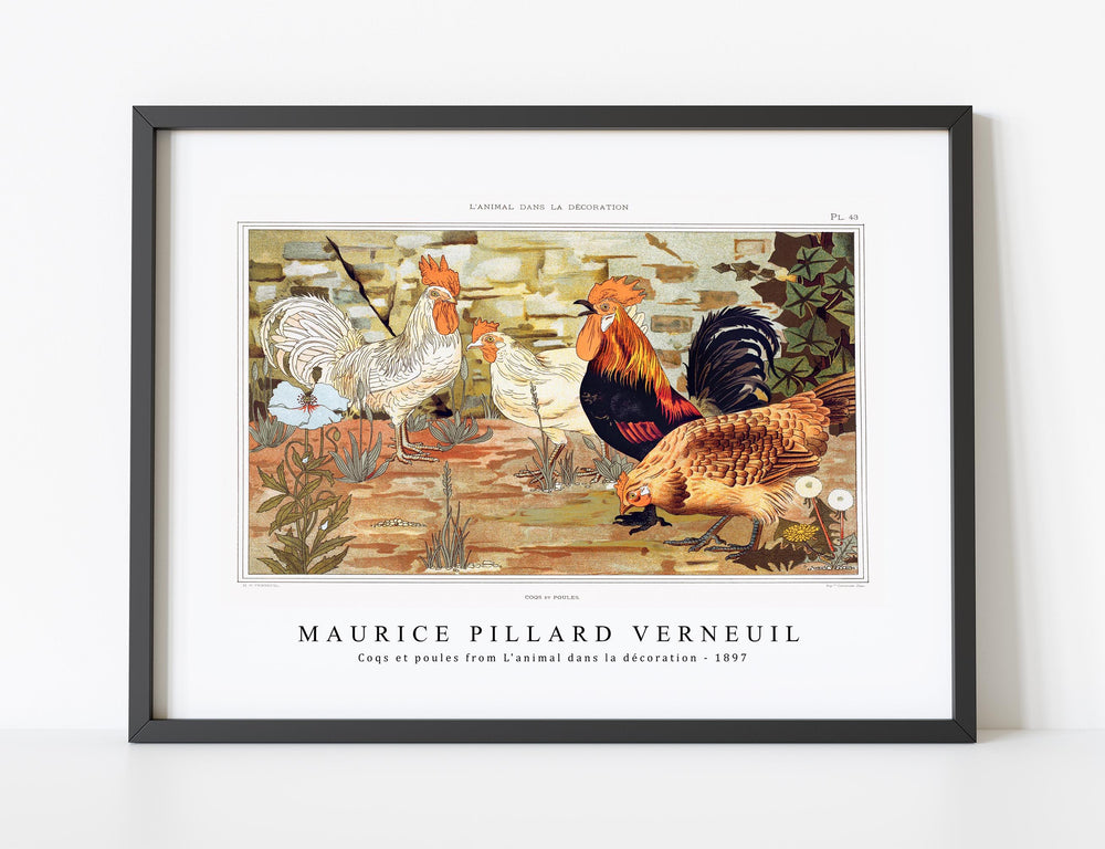 Maurice Pillard Verneuil - Coqs et poules from L'animal dans la décoration (1897)
