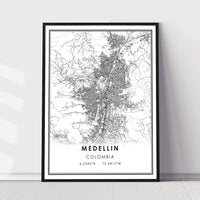
              Medellin, Colombia Modern Style Map Print 
            