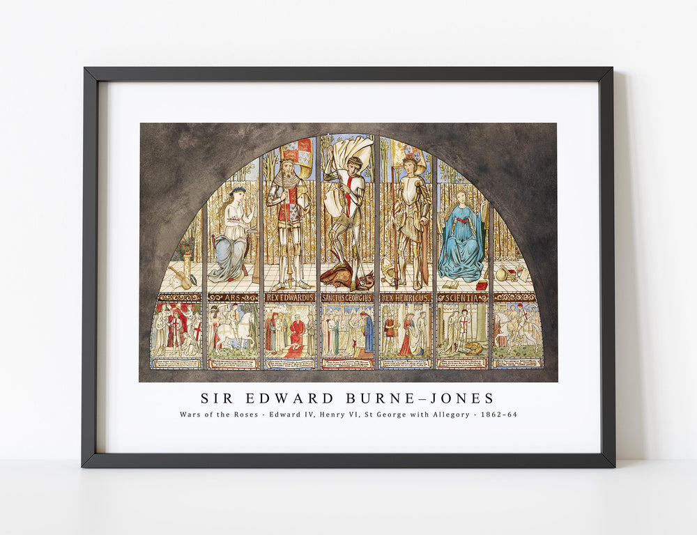 Sir Edward Burne Jones - Wars of the Roses - Edward IV, Henry VI, St George with Allegory (1862–64)