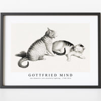 Gottfried Mind - Illustration of two domestic cats playfully fighting by Gottfried Mind (1768-1814)