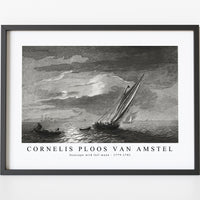 Cornelis ploos van amstel - Seascape with full moon-1779-1781