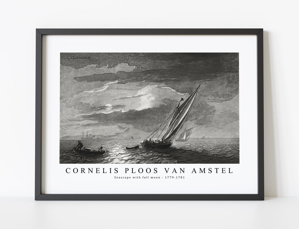 Cornelis ploos van amstel - Seascape with full moon-1779-1781