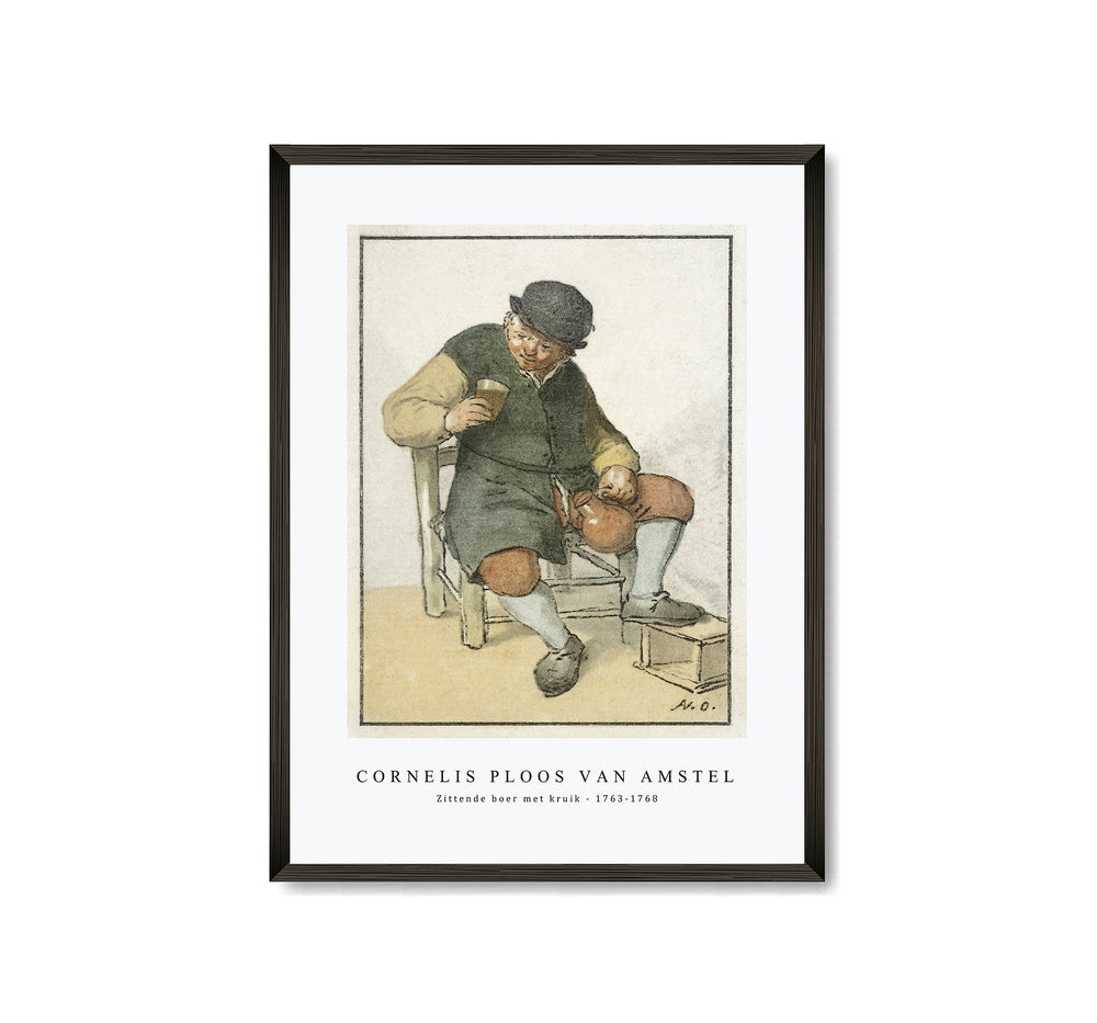 Cornelis ploos van amstel - Zittende boer met kruik-1763-1768