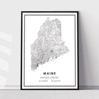 Maine, United States Modern Style Map Print 
