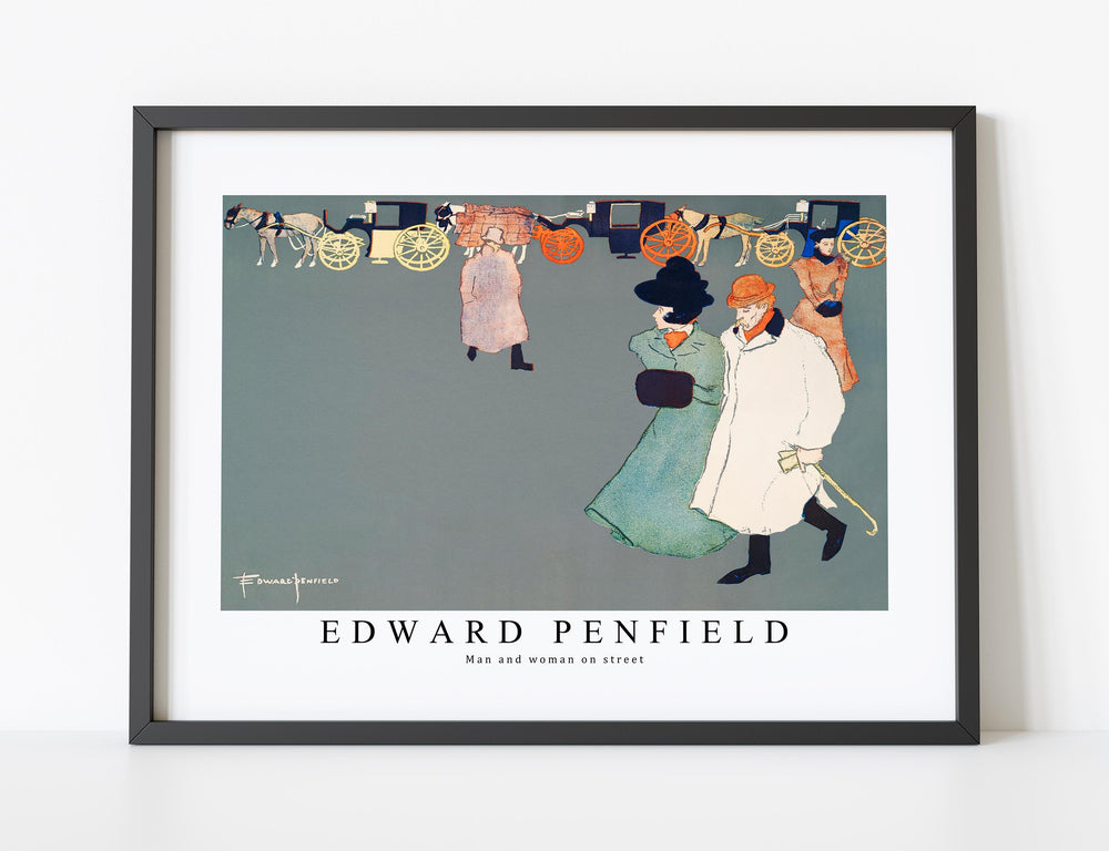 Edward Penfield - Man and woman on street