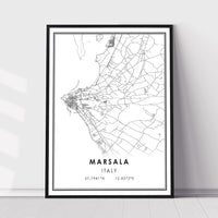 
              Marsala, Italy Modern Style Map Print 
            