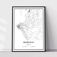 Marsala, Italy Modern Style Map Print 