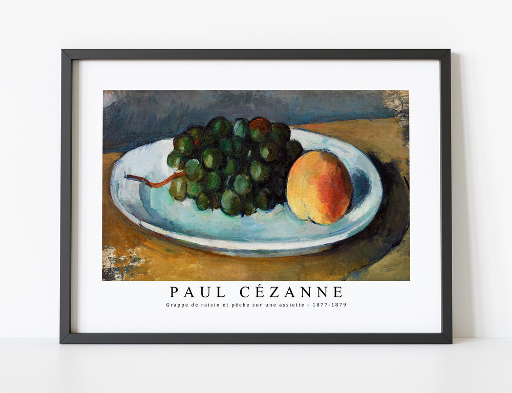 Paul Cezanne - Grapes and Peach on a Plate (Grappe de raisin et pêche sur une assiette) 1877-1879