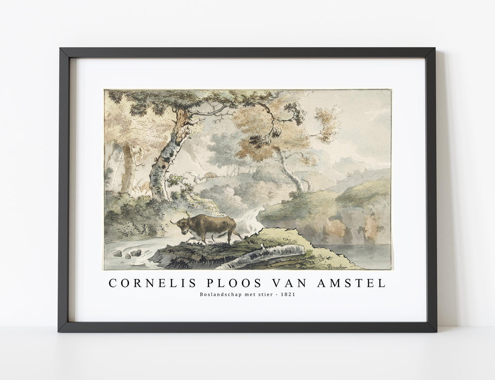 Cornelis ploos van amstel - Boslandschap met stier-1821