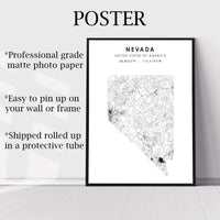 Nevada, United States Scandinavian Style Map Print 