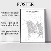 
              Palm Springs, California Scandinavian Map Print 
            